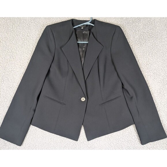 Talbots Black Blazer Jacket Sz 8 Mid Length One Button Lapels Lined - Picture 2 of 7
